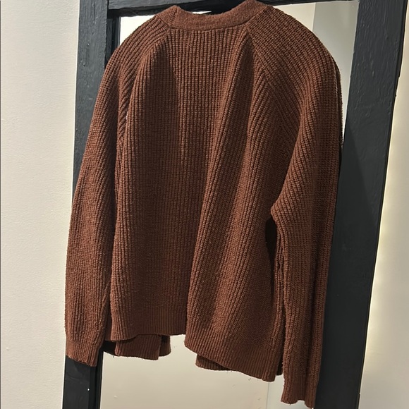 Brown Ribbed Open-Front Sweater - Picture 3 of 4